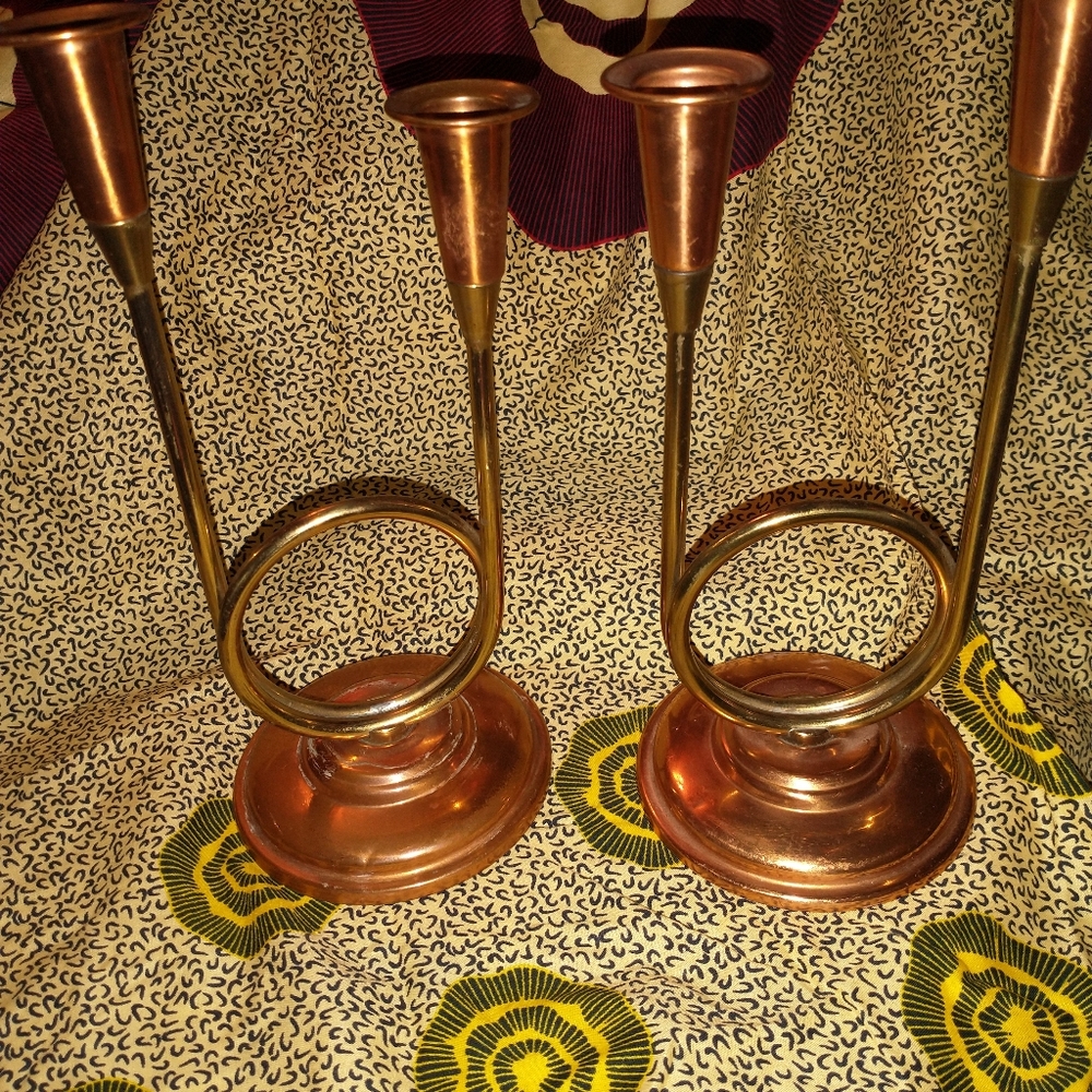 2 COPPER CRAFT GUILD CANDLE HOLDERS